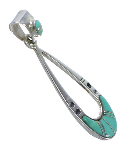 Silver Southwestern Turquoise Inlay Slide Pendant AX79180
